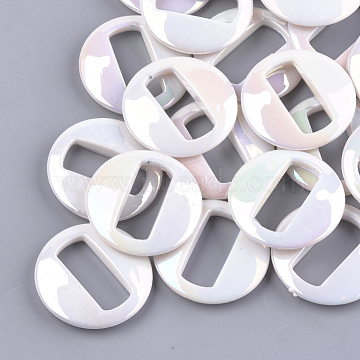 Acrylic Imitation Pearl Linking Rings, AB Color, Flat Round, Seashell Color, 39x7mm(X-OACR-S024-43)