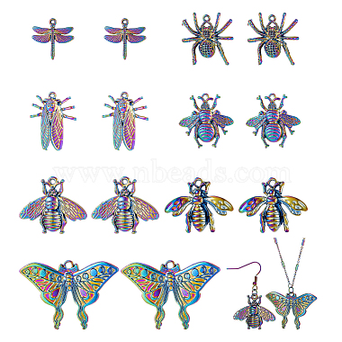 Mixed Color Insects Alloy Pendants