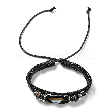 3Pcs 3 Style Adjustable Braided Imitation Leather Cord Bracelet Sets(BJEW-F458-02)-3