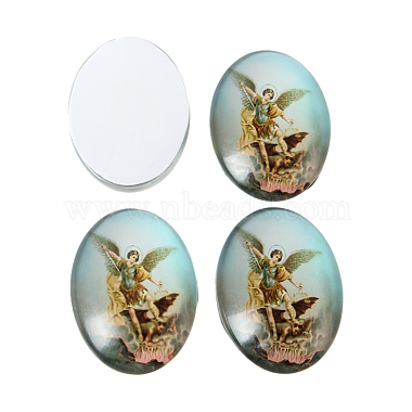 Jesus and the Virgin Printed Glass Oval Cabochons(GGLA-N003-18x25-A)-3