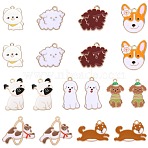 18Pcs 9 Styles Alloy Enamel Pendants, Golden, Dog Charm, Mixed Color, 19~34x14.5~28.5x1~2mm, Hole: 1.6~3mm, 2pcs/style(ENAM-SZ0004-29)