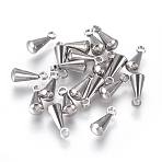 Non-Tarnish 304 Stainless Steel Charms, Chain Extender Drop, Teardrop, Stainless Steel Color, 9.8x4mm, Hole: 1.6mm(STAS-F222-011)