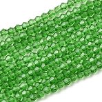 Imitation Austrian Crystal 5301 Bicone Beads, Faceted Glass Beads Strands, Lime Green, 2.9~3.3x2mm, Hole: 0.5mm, about 135~140pcs/strand, 38~40cm(GLAA-S026-2mm-01)