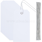 Rectangle 100Pcs Plasitc Big Pendants, with 100Pcs Iron Wire, White, 120x60x0.2mm, Hole: 6mm(FIND-SP0003-02A)