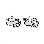 304 Stainless Steel with Enamel Pendants, Dog Charms, Stainless Steel Color, 12x15x1.5mm, Hole: 2mm(STAS-T073-24P)
