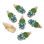 Alloy Enamel Pendants, Cactus Charms, Light Gold, 28x14.5x1mm, Hole: 1.8mm(ENAM-CJC0015-04KCG)