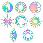 8Pcs 8 Style Ion Plating(IP) 201 Stainless Steel Pendants, Laser Cut, Mixed Color, 1pc/style(STAS-DC0002-86)