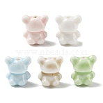 Handmade Porcrlain Beads, Bright Glazed Porcelain, Bear, Mixed Color, 16.5~17x14.5x10mm, Hole: 1.5mm(PORC-C012-03)