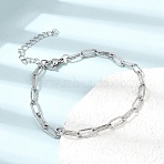 4MM 304 Stainless Steel Textured Paperclip Chain Bracelets for Man and Women, Tarnish Free, Stainless Steel Color, 7.17 inch(18.2cm)(SA-CBAB767-11P)