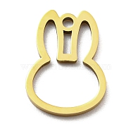 Ion Plating(IP) 316L Surgical Stainless Steel Pendants, Laser Cut, Rabbit Head Charm, Real 18K Gold Plated, 15x10.5x1mm, Hole: 1.4mm(STAS-M317-17G)