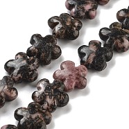 Natural Rhodonite Beads Strands, Flower, 16x16x6mm, Hole: 1.4mm, about 25pcs/strand, 14.57~14.96 inch(37~38cm)(G-F769-S01-01)