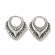 316 Surgical Stainless Steel Hoop Earrings, Leaf, Antique Silver, 25.5x21.5mm(EJEW-D096-07G-AS)