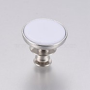 Alloy Button Pins for Jeans, with Resin, Flat Round, White, 16.5x14mm(PALLOY-TAC0009-02C)