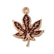 Thanksgiving Day Theme Alloy Enamel Pendants, Golden, Maple Leaf Charm, Coconut Brown, 22x17x1.5mm, Hole: 1.6mm(ENAM-M002-03G-11)