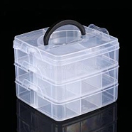 3-Tier Transparent Plastic Bead Containers, Grids Beads Organizer Case for DIY Art Craft, Nail Diamonds, Bead Storage, Rectangle, Clear, 16x15.7x13cm(CON-YW0001-45)