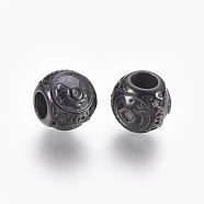 316 Surgical Stainless Steel European Beads, Large Hole Beads, Rondelle, Taurus, Gunmetal, 10x9mm, Hole: 4mm(STAS-P212-18B-04)