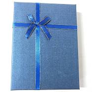 Cardboard Gift Boxes, with Bowknot, for Birthday, Wedding, Jewerly, Rectangle, Steel Blue, 16x12x3.1cm(CON-WH0090-13)