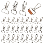 WADORN 30Pcs 3 Styles Zinc Alloy Swivel Lobster Claw Clasps, Swivel Snap Hook, Fine Jewelry Findings, Platinum, 29.5~46x29.5~31x5.5~6mm, 10pcs/style(FIND-WR0009-68P)