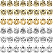 SUPERFINDINGS 48Pcs 6 Style Tibetan Style Alloy Pendants, Tiger Charms, Antique Silver & Antique Golden, 13~27x12~15x2~4mm, hole: 1.6~2mm, 8pcs/Style(TIBEP-FH0001-19)