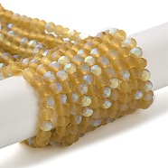 Transparent Glass Beads Strands, Faceted, Frosted, Half AB Color Plated, Rondelle, Goldenrod, 2.9~3.3x2mm, Hole: 0.7mm, about 148~150pcs/strand, 39.5~40cm(EGLA-A044-T2mm-MB04)