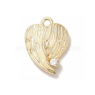 Brass Micro Pave Cubic Zirconia Pendants, Heart, Golden, 16x12x3.5mm, Hole: 1.5mm(KK-D071-04G)