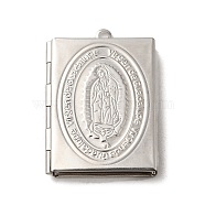 304 Stainless Steel Locket Pendants, Photo Frame Charms for Necklaces, Rectangle with Saint Charm, Stainless Steel Color, Rectangle, 39x27x6mm, Hole: 2.2mm, Inner Diameter: 29x18.5mm(STAS-Q300-01B-P)