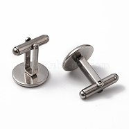 304 Stainless Steel Cuff Buttons, Cufflink Findings for Apparel Accessories, Stainless Steel Color, Tray: 14mm, 19x19x16mm(STAS-Z015-33E)