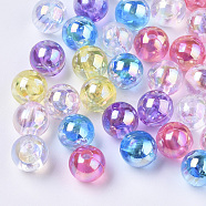 Transparent Acrylic Beads, AB Color Plated, Round, Mixed Color, 8mm, Hole: 1.4mm(X-MACR-N009-001)