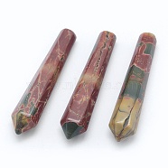 Natural Polychrome Jasper/Picasso Stone/Picasso Jasper Pointed Beads, Healing Stones, Reiki Energy Balancing Meditation Therapy Wand, Bullet, Undrilled/No Hole Beads, 50.5x10x10mm(G-E490-E27)
