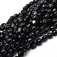 Dyed Natural Black Agate Nuggets Beads Strands, Tumbled Stone, 5~10x6~7x3~7mm, hole: 1mm, about 14.9 inch~15.7 inch(G-J335-05)