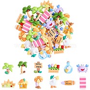 36Pcs Assorted Summer Beach Slime Opaque Resin Cabochons Palm Tree Duck Resin Cabochon Flatback Cartoon Surfing Embellishments for DIY Crafts Scrapbooking Phone Case Decor, Mixed Color, 22~35x12~25mm(JX284A)