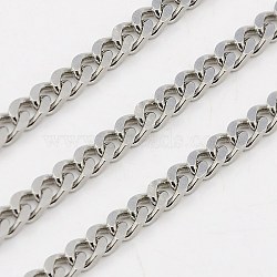 Non-Tarnish 3.28 Feet 304 Stainless Steel Twist Chains, Faceted, Unwelded, Stainless Steel Color, 3x1.5mm(X-CHS-K001-19-3mm)