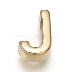 Brass Charms, Long-Lasting Plated, Real 18K Gold Plated, Letter.J, J: 8x5.5x3mm, Hole: 1.6mm(ZIRC-I037-01J-G)