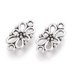Tibetan Style Links connectors, Flower, Lead Free and Cadmium Free, Antique Silver, 16x8x3.5mm, Hole: 1.5mm(X-LF5094Y)