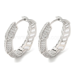 Rack Plating Brass Micro Pave Cubic Zirconia Hollow Hoop Earrings, Lead Free & Cadmium Free, Platinum, 24.5x24x6.5mm(EJEW-A027-09P)