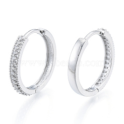 Clear Cubic Zirconia Hinged Hoop Earrings, Brass Jewelry for Women, Nickel Free, Real Platinum Plated, 24.5x26x3.5mm, Pin: 1.2mm(EJEW-N011-112P)