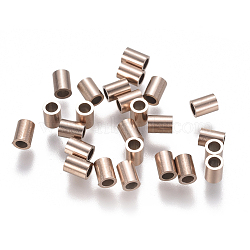 Ion Plating(IP) 304 Stainless Steel Tube Beads, Rose Gold, 4x3mm, Hole: 2mm(STAS-F224-01RG-A)