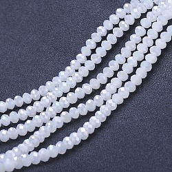 Electroplate Glass Beads Strands, Imitation Jade Beads, AB Color Plated, Faceted, Rondelle, Snow, 2x1.5mm, Hole: 0.4mm; about 195pcs/strand, 11 inch(27.5cm).(EGLA-A034-J1mm-B07)