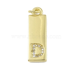 Brass Micro Pave Clear Cubic Zirconia Pendants, Real 18K Gold Plated, Rectangle, Letter D, 23.5x7.5x2mm, Hole: 3mm(KK-P266-06G-D)