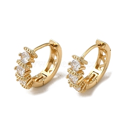 Brass Micro Pave Cubic Zirconia Hoop Earring, Light Gold, 14.5x5mm(EJEW-L271-19KCG-07)