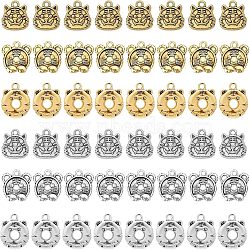 SUPERFINDINGS 48Pcs 6 Style Tibetan Style Alloy Pendants, Tiger Charms, Antique Silver & Antique Golden, 13~27x12~15x2~4mm, hole: 1.6~2mm, 8pcs/Style(TIBEP-FH0001-19)