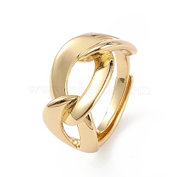 Adjustable Brass Curb Chains Shape Ring for Women, Lead Free & Cadmium Free, Real 18K Gold Plated, Inner Diameter: 17mm(RJEW-L100-025G)