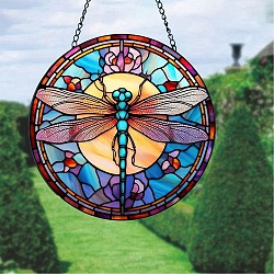 Acrylic Wall Decorations, Hanging Ornament, Flat Round, Dragonfly, 150mm(PW24040318356)