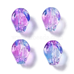 Baking Paint Glass Beads, Skull, Blue Violet, 10x8x7.5mm, Hole: 1mm(GLAA-S202-17H)