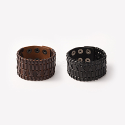 Leather Bracelets, with Imitation Leather Cord and Antique Silver Tone Iron Findings, Mixed Color, 223x38x4mm(BJEW-J110-01)