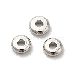 Brass Spacer Beads, Disc, Real Platinum Plated, 4x1.3mm, Hole: 1.3mm(KK-P249-04A-P)
