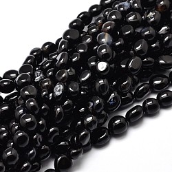 Dyed Natural Black Agate Nuggets Beads Strands, Tumbled Stone, 5~10x6~7x3~7mm, hole: 1mm, about 14.9 inch~15.7 inch(G-J335-05)