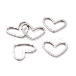 Non-Tarnish 201 Stainless Steel Linking Rings, Laser Cut, Asymmetrical Heart, Stainless Steel Color, 10.5x13x1mm(X-STAS-R111-LA105-01)