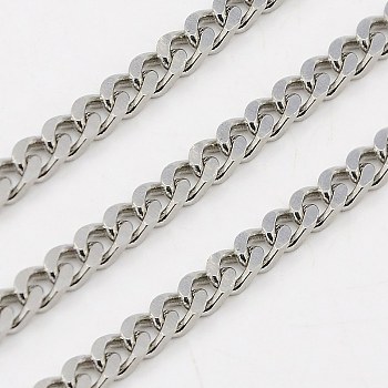 3.28 Feet 304 Stainless Steel Twist Chains, Faceted, Unwelded, Stainless Steel Color, 3x1.5mm