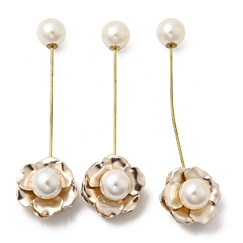Alloy Brooch Pins, Flower, with Resin, Light Gold, 83x24mm